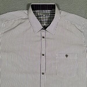 Ted Baker Shirt Mens 6 Purple Striped Button Up Casual‎ Preppy Dress Long Sleeve